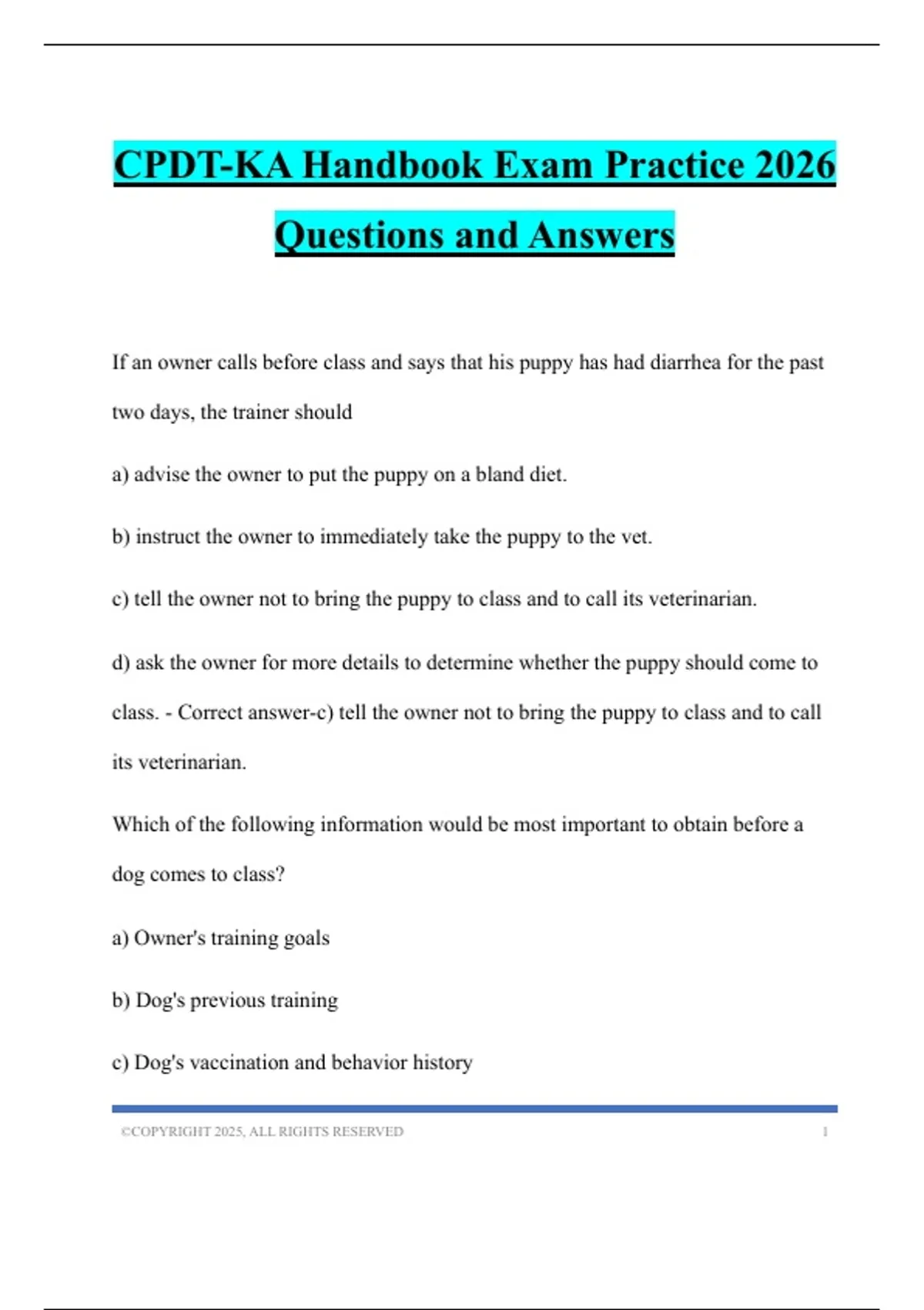 CPDT KA BUNDLED TESTS 2026 QUESTIONS AND ASNWERS - Stuvia US