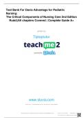 Test Bank For Davis Advantage for Pediatric Nursing&colon; The Critical Components of Nursing Care 2nd Edition Rudd&vert;&vert;All chapters Covered &vert; Complete Guide A&plus;