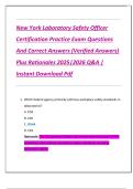 New York Laboratory Safety Officer  Certification Practice Exam Questions  And Correct Answers &lpar;Verified Answers&rpar;  Plus Rationales 2025&vert;2026 Q&A &vert;  Instant Download Pdf