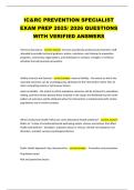 IC&RC PREVENTION SPECIALIST  EXAM PREP 2025&sol; 2026 QUESTIONS  WITH VERIFIED ANSWERS