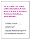 New York Aviation Safety Inspector  Certification Practice Exam Questions  And Correct Answers &lpar;Verified Answers&rpar;  Plus Rationales 2025&vert;2026 Q&A &vert;  Instant Download Pdf 