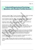 Industrial&sol;Organizational Psychology  Questions with Detailed Verified Answers