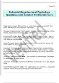 Industrial Organizational Psychology  Questions with Detailed Verified Answers