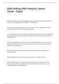  Selling With Integrity Leaner Test Guide with Questions and Answers  - Cigna