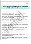Medical Laboratory Technician Questions  with Detailed Verified Answers 