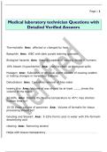 Medical laboratory technician Questions with  Detailed Verified Answers