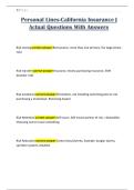 Personal Lines-California Insurance &vert; Actual Questions With Answers