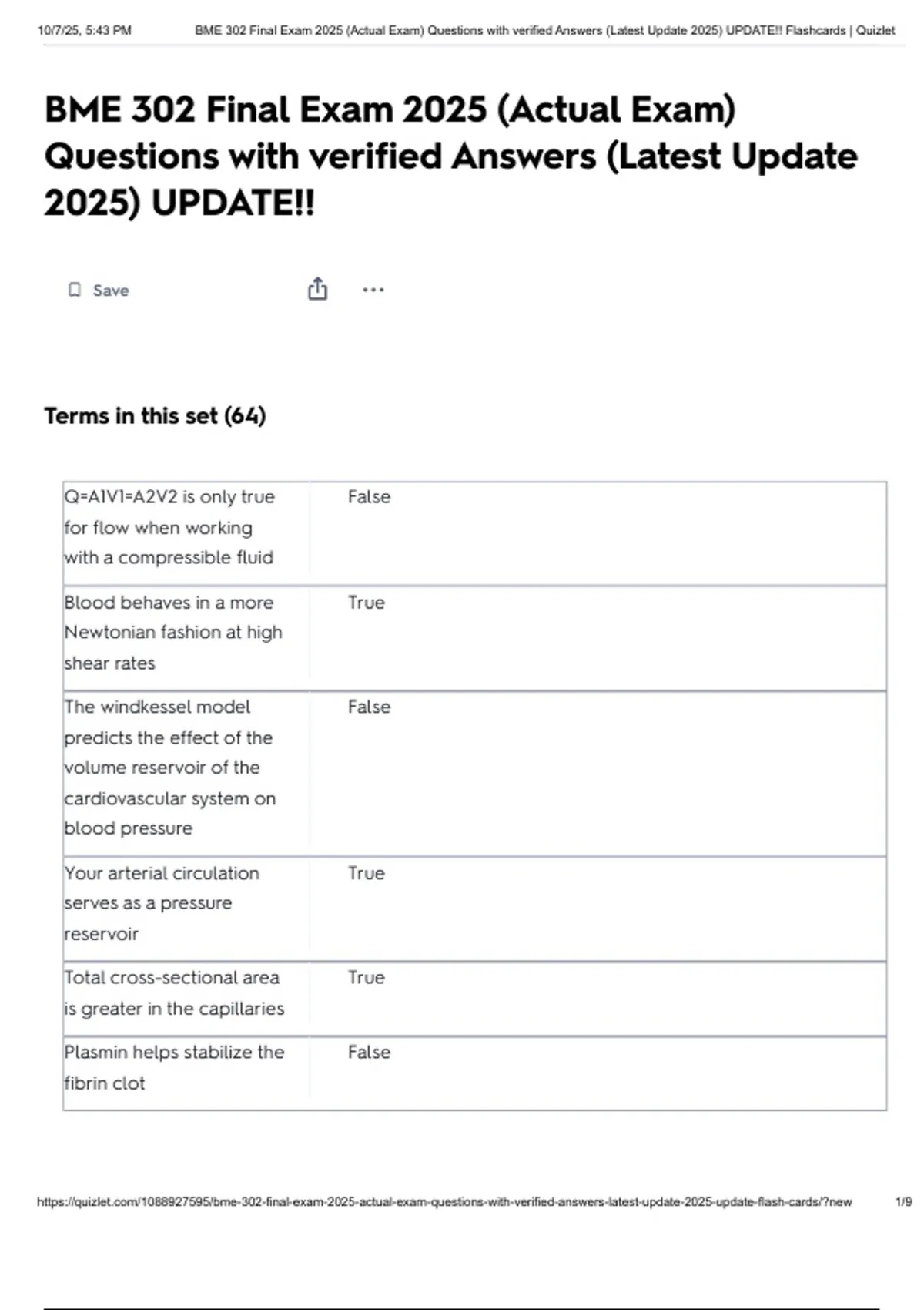 BME 302 Final Exam 2025 (Actual Exam) Questions with verified Answers ...