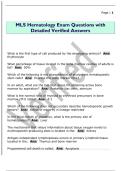 MLS Hematology Exam Questions with  Detailed Verified Answers 