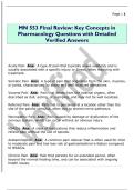 MN 553 Final Review&colon; Key Concepts in  Pharmacology Questions with Detailed  Verified Answers