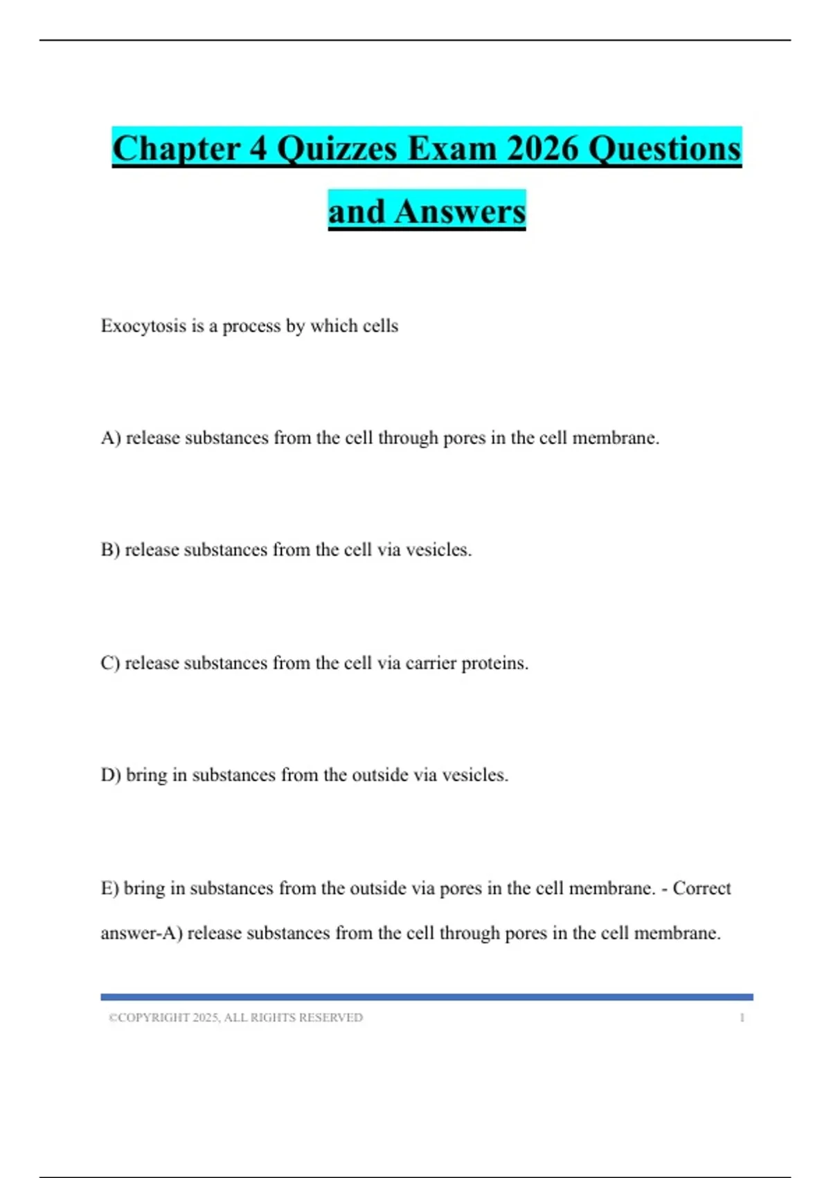 Chapter 4 Quizzes Exam 2026 Questions and Answers - CMSRN - Stuvia US