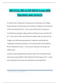 MENTAL HEALTH HESI Exam 2026 Questions and Answers