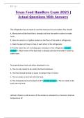 Texas Food Handlers Exam 2025 &vert; Actual Questions With Answers