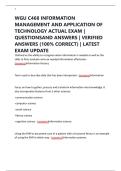 WGU C468 INFORMATION MANAGEMENT AND APPLICATION OF TECHNOLOGY ACTUAL EXAM &vert; QUESTIONSAND ANSWERS &vert; VERIFIED ANSWERS &lpar;100&percnt; CORRECT&rpar; &vert; LATEST EXAM UPDATE