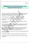 NUR2459 Mental Health Questions with  Detailed Verified Answers