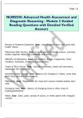 NURS550&colon; Advanced Health Assessment and  Diagnostic Reasoning - Module 3 Guided  Reading Questions with Detailed Verified  Answers