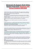 Advanced Life Support &lpar;ALS&rpar; Online Session Final Exam Questions with Correct Answers 2025&sol;2026