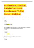 Mold Assessor Consultant Texas Comprehensive Questions with Verified Answers Graded A&plus;