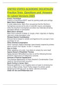 UNITED STATES ACADEMIC DECATHLON Practice Tests Questions and Answers A&plus; Latest Versions 2025