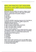 NERC CNP PRACTICE TEST 20252026 Questions with 100&percnt; Correct Answers Top Rated A&plus;