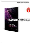 Solution Manual for Optical Networks&comma; 1st Edition by Debasish Datta &vert; Complete Answers and Explanations
