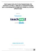 TEST BANK FOR LPN TO RN TRANSITIONS 5TH EDITION CLAYWELL &vert;ISBN NO-10 0323697976&vert;&vert;ISBN NO-13 978-0323697972&vert;&vert;COMPLETE GUIDE A&plus;&vert;&vert;LATEST UPDATE 2023