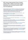 NYC Home Improvement Exam (Latest Update 2025 2026) Examination Guide Questions with Verified