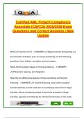 Certified AML Fintech Compliance Associate &lpar;CAFCA&rpar; Exam 2025&sol;2026 &vert; 85 Verified Questions &vert; AML&comma; Risk Management&comma; Onboarding&comma; SAR