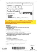 Actual 2025 Pearson Edexcel GCE In German 9GN0&sol;01 Listening&comma; reading and translation Merged Question Paper and Mark scheme