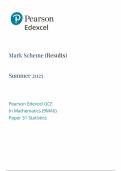 2025 Pearson Edexcel A Level Mathematics Mark Scheme Paper 31 Statistics &lpar;9MA0&rpar;