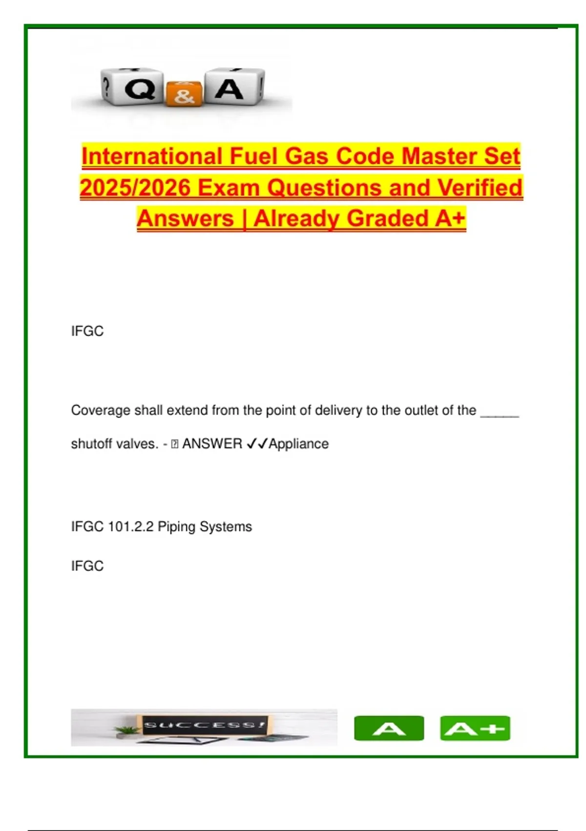 Ngas Code IFGC Exam Questions (230+) | Fuel Gas Code 2025/2026 | Construction ...