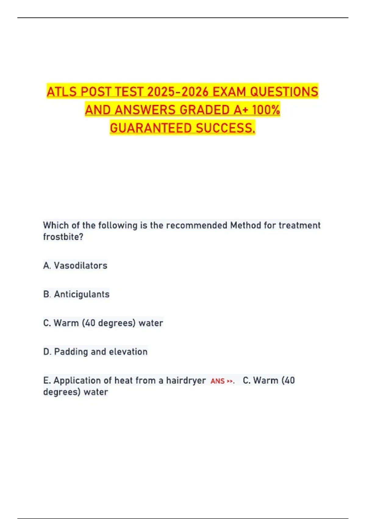 ATLS Post Test 2025–2026 – Exam Questions and Answers | 100% Guaranteed ...