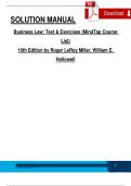 Solution Manual For Business Law&colon; Text & Exercises&comma; 10th Edition by Roger LeRoy Miller&comma; William E&period; Hollowell&comma; Verified Chapters 1 - 43&comma; Complete Newest Version