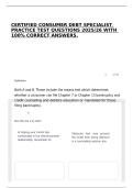 CERTIFIED CONSUMER DEBT SPECIALIST PRACTICE TEST QUESTIONS 2025&sol;26 WITH 100&percnt; CORRECT ANSWERS&period;