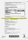 Pearson Edexcel Level 3 GCE Business Advanced PAPER 1&colon; Marketing&comma; people and global businesses QP MAY 2025