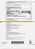 Pearson Edexcel Level 3 GCE Business Advanced Subsidiary PAPER 2&colon; Managing Business Activities QP MAY 2025