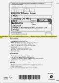 Pearson Edexcel Level 3 GCE Business Advanced PAPER 2&colon; Business activities&comma; decisions and strategy QP MAY 2025