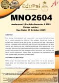 MNO2604 Assignment 3 PORTFILIO &lpar;COMPLETE ANSWERS&rpar; Semester 2 2025 - DUE 10 October 2025