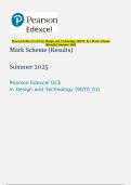 Pearson Edexcel GCE In Design and Technology &lpar;9DT0&lowbar;01&rpar; Mark Scheme &lpar;Results&rpar; Summer 2025