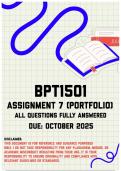 BPT1501 Assignment 7 (Portfolio) Semester 2 Memo | Due October 2025