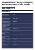 Nevada Manufactured Housing Licensing Study Guide &ndash; Questions With Accurate Solutions