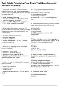 Real Estate Principles Final Exam Test Questions and Answers Graded A