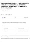 Microbiology fundamentals&colon; a clinical approach&vert; UPDATE&vert; COMPLETE FREQUENTLY TESTED QUESTIONS WITH VERIFIED ANSWERS&vert;GET IT 100&percnt; ACCURATE&excl;&excl;