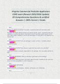 Virginia Commercial Pesticide Applicators CORE exam &lpar;Newest 2025&sol;2026 Update&rpar; 85 Comprehensive Questions & certified Answers &vert; 100&percnt; Correct &vert; Grade&period; 