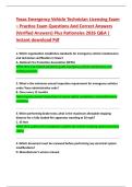 Texas Emergency Vehicle Technician Licensing Exam &ndash; Practice Exam Questions And Correct Answers  &lpar;Verified Answers&rpar; Plus Rationales 2026 Q&A &vert;  Instant download Pdf 