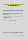 HIT 101 Final Exam QUESTIONS AND  CORRECT ANSWERS