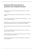 Business Plan Exam Review 2 questions and complete answers