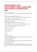 PROFESSIONAL ROLE DEVELOPMENT EXAM 1 QUESTIONS WITH CORRECT ANSWERS 2025