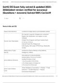 SANS 515 Exam fully solved & updated 2025-2026&lpar;latest version verified for accuracy&rpar; &lpar;Questions &plus; Answers&rpar; Solved 100&percnt; Correct&excl;&excl;