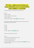 PTI Class - Indiana General State Law  Exam UPDATED ACTUAL QUESTIONS  AND CORRECT ANSWERS